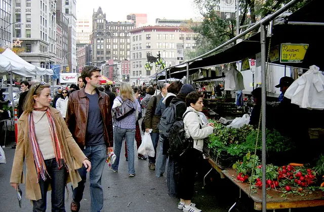 Produce stalls at Union Square Greenmarket in New York