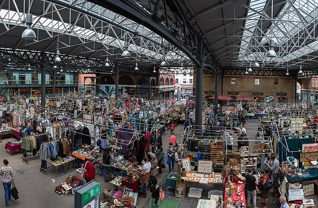 Inside the covered hall at Old Spitalfields Market, London