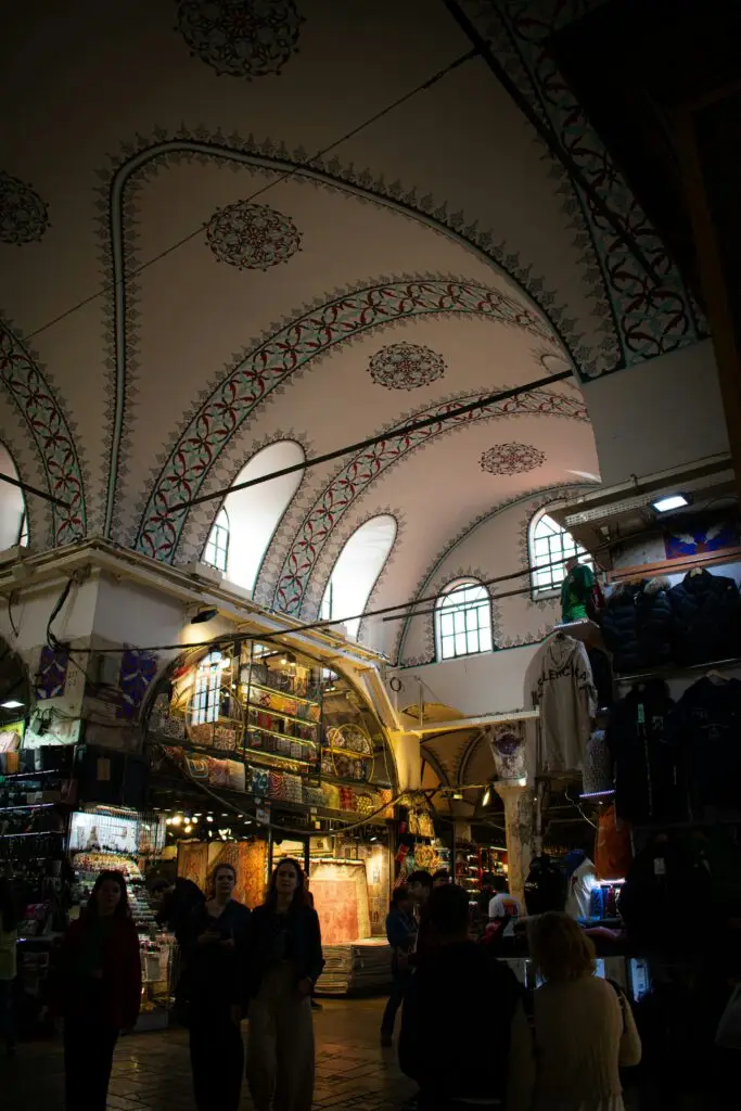 Traditional bazaar marketplace with many vendors in Istanbul